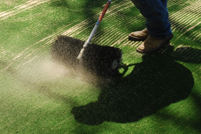 Metro New York artificial turf installation - base layer aggregate